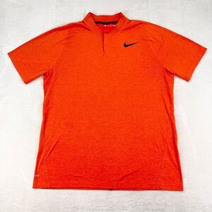 Nike Tiger Woods Shirt Mens Large Orange 1/4 Zip Blade Collar Golf Polo